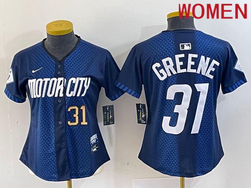 Women Detroit Tigers #31 Greene Blue City Edition Nike 2024 MLB Jersey style 3->women mlb jersey->Women Jersey